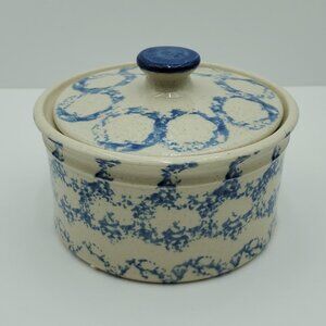 Westerwald Pottery Crock with Lid Spongeware Butter Pot Lidded Canister